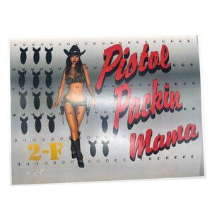 LE GM Pistol packin mama 2-F motorcycle print artwork signed Wright 2/50 READ